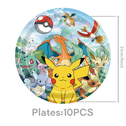 Pokémon Birthday Party Supplies Set – Paper Plates, Cups, Napkins, Tablecloth, Gift Bag Fillers & Guest Favors for Pikachu Party & Baby Shower