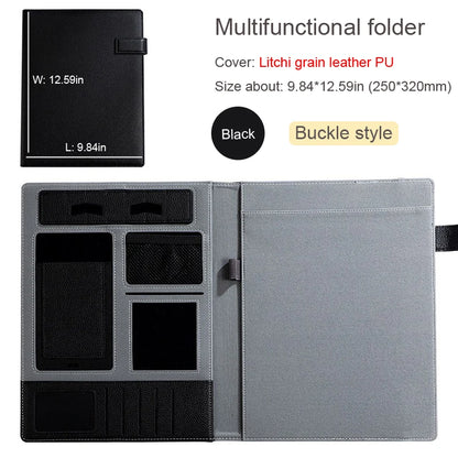 A4 PU Leather Padfolio Folder – Multifunction Document Holder & Business Portfolio Organizer for Men & Women