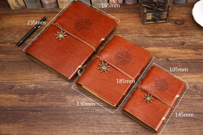 Retro Spiral Leather Notebook – Vintage Pirate Journal with Refillable Pages