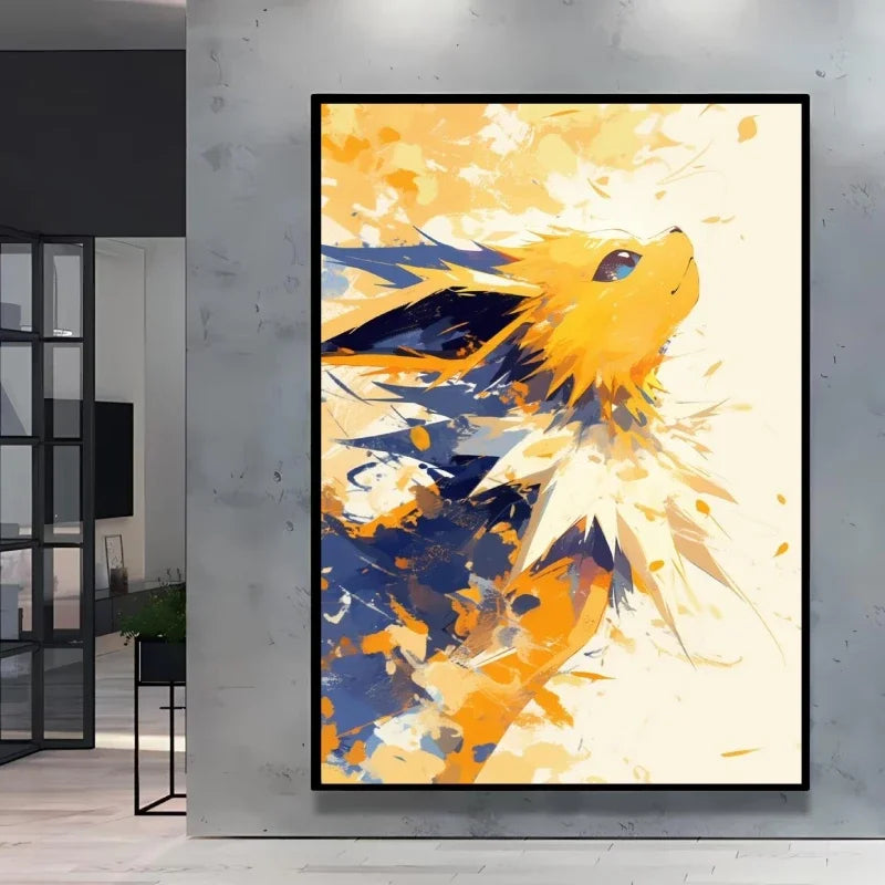 Pokémon Eevee Ink Style Canvas Wall Art – Fantasy Decorative Painting for Home & Room Decor