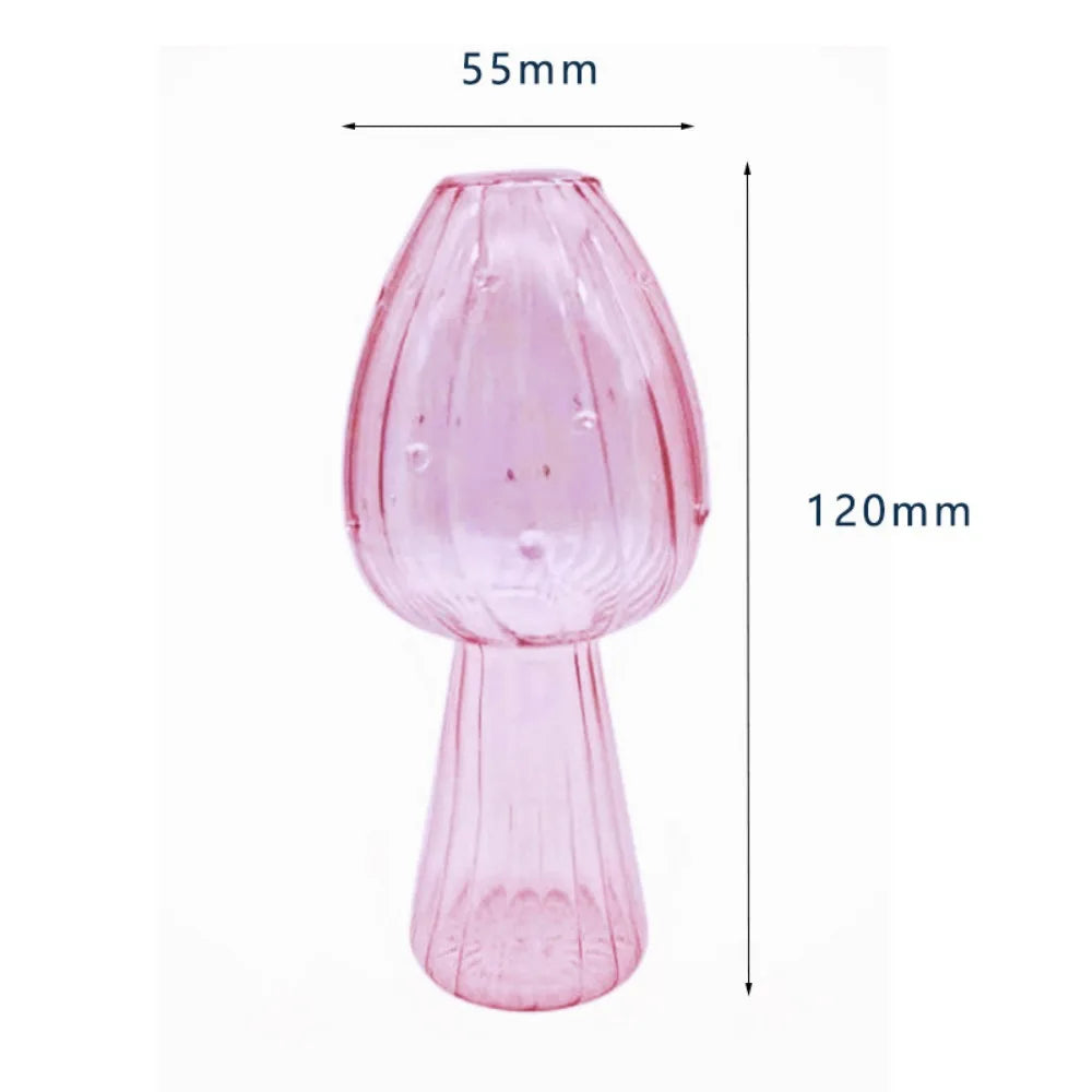Florero de vidrio con forma de hongo – Maceta hidropónica transparente y jarrón decorativo de escritorio