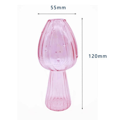 Florero de vidrio con forma de hongo – Maceta hidropónica transparente y jarrón decorativo de escritorio