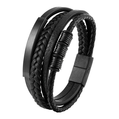 Braided Leather Rope Bracelet – Genuine Leather Bracelet with Stainless Steel Magnetic Clasp for Men & Women | Fashion Jewelry Gift