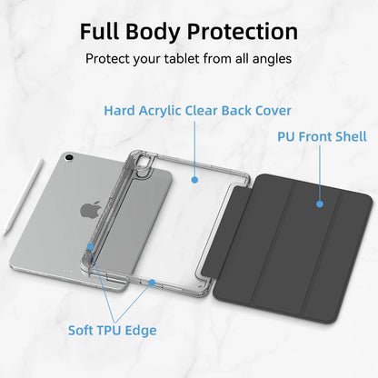 Étui pour iPad avec porte-crayon pour iPad Air 6/5, iPad Pro 11/12.9/13, iPad 10e génération, 10.2, 9.7 et iPad Mini 7/6 – Étui intelligent de protection