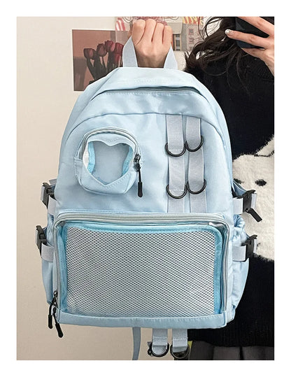 Mochila Ita Kawaii Estilo Collage – Mochila Escolar Transparente con Bolsillo en Forma de Corazón para Adolescentes, Mochila de Moda Japonesa JK, Mochila para Laptop para Mujeres, Bolso de Hombro para Estudiantes Estilo Harajuku 2024