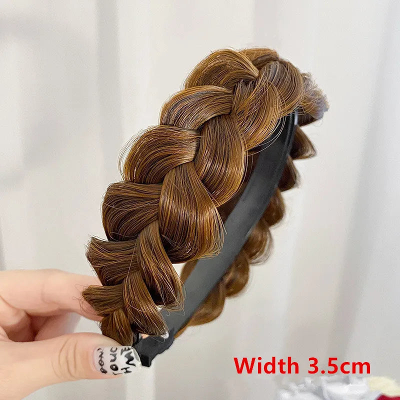 Diadema Bohemio Trenzado Sintético para Mujer Banda de Pelo Elástica para Fiestas y Cosplay
