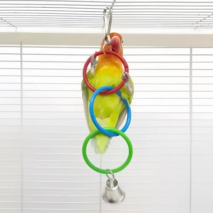 Colorful Plastic Bird Cage Hanging Ring Toy – Interactive Climbing & Swing Toy for Parrots and Small Birds, Boredom Relief Accessory