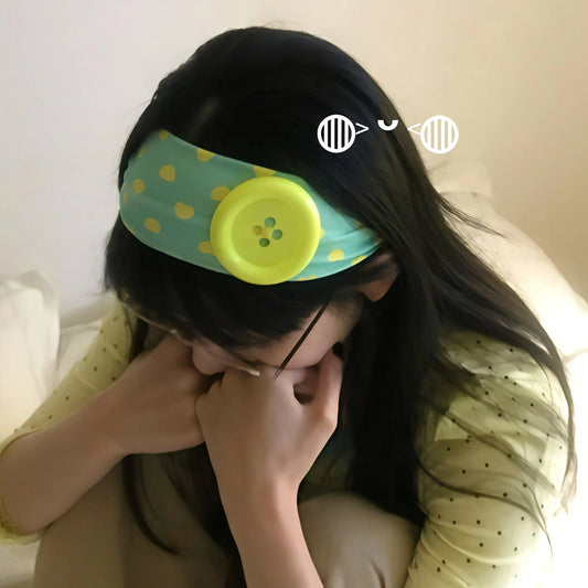 Diadema con botones y lunares vintage – Accesorio para el cabello para mujer estilo japonés Y2K moderno y fresco | Diadema deportiva y de yoga a la moda