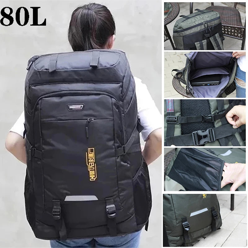 50L/80L Outdoor Hiking Backpack – Large-Capacity Travel Rucksack for Men & Women, Camping, Climbing, Trekking & Sports Adventure Bag