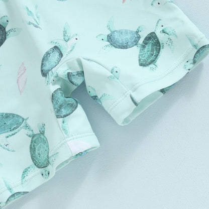 Toddler Baby Boy Whale Print Swimwear Set – Long Sleeve Rash Guard Swimsuit with Sun Hat, Infant UV Protective Beachwear for Swimming, Pool, Summer Vacation & Outdoor Activities