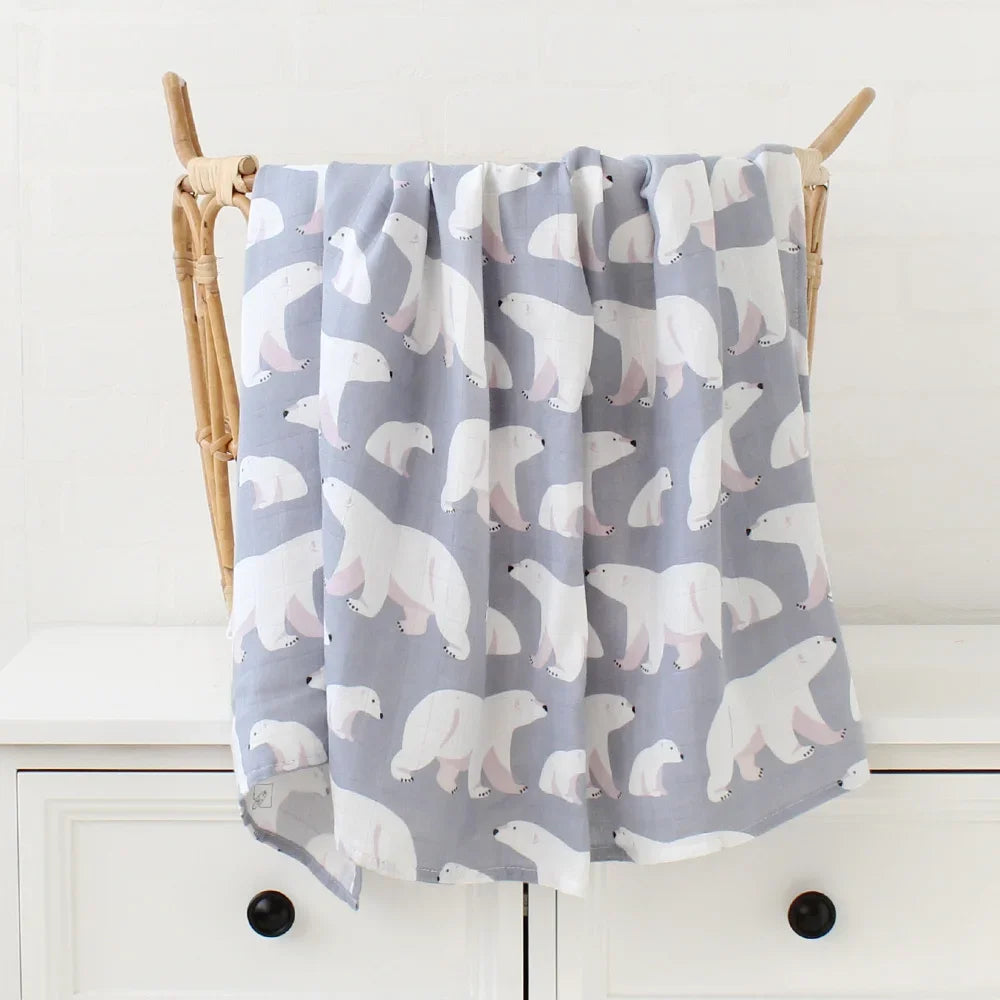 Couverture d'emmaillotage pour bébé en mousseline de bambou – Ultra douce 120 x 120 cm, couverture de naissance, d'emmaillotage et de chambre d'enfant