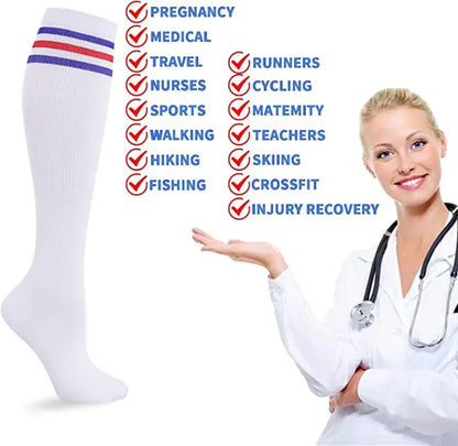 30mmHg Compression Socks for Men & Women – Knee High Support Stockings for Sports, Edema, Varicose Veins & Daily Wear