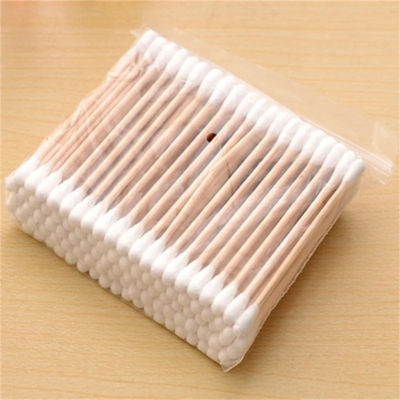 100/500/1000/2000 bastoncillos de algodón de doble punta con palos de madera – para maquillaje, belleza, nariz, oídos y cuidado personal