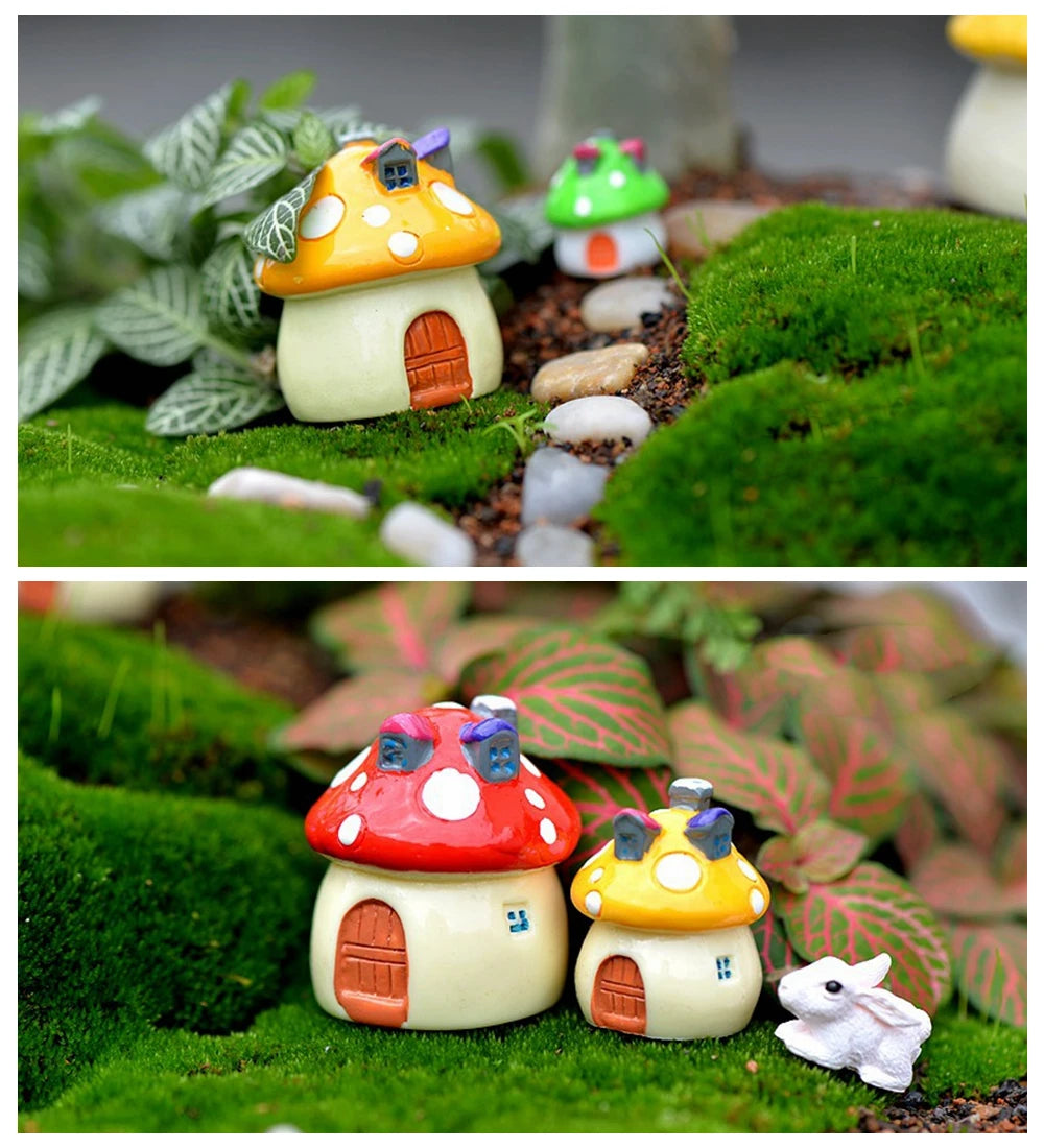 Adornos de hongos para jardín de hadas – Estatuillas de hongos en miniatura en 4 tamaños para macetas, escenas de casas de muñecas, decoración de jardín y manualidades