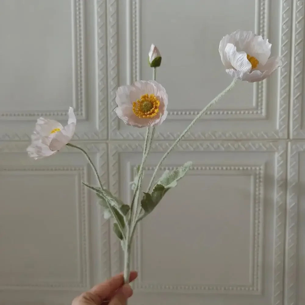 Artificial Poppy Flowers – Realistic Silk Faux Long Stem Flowers for Home Décor, Garden, Wedding Bridal Bouquets, Party Decoration & DIY Floral Arrangements