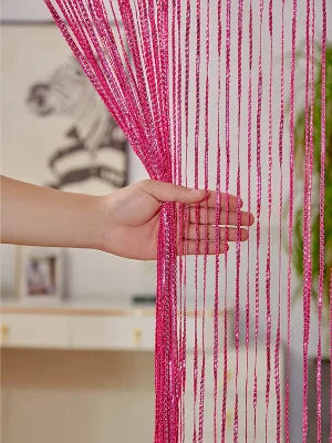 Cortina decorativa de hilos – Separador de ambientes con borlas para puertas, ventanas y decoración del hogar
