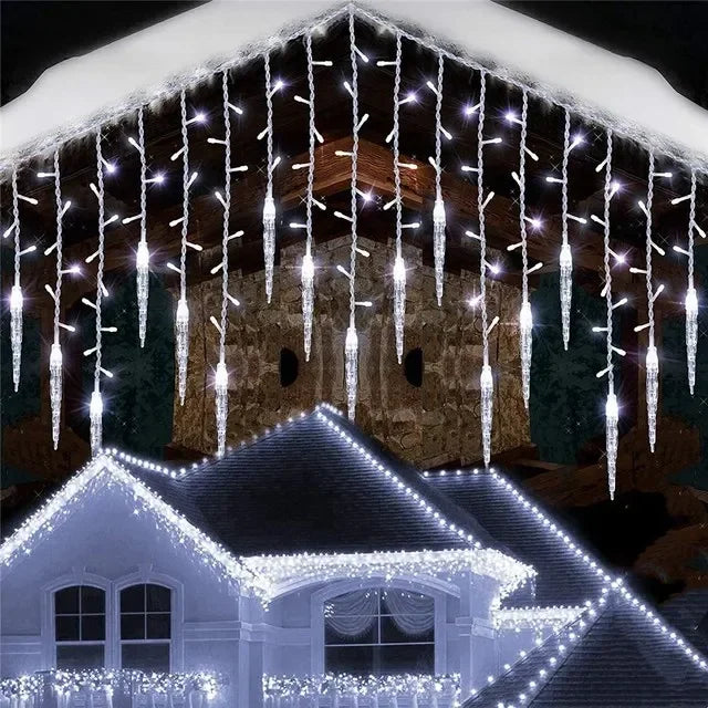 LED Christmas Icicle Curtain Lights – Winter Festoon Garland with 0.3M/0.4M/0.5M Droop for New Year, Xmas & Holiday Decorations