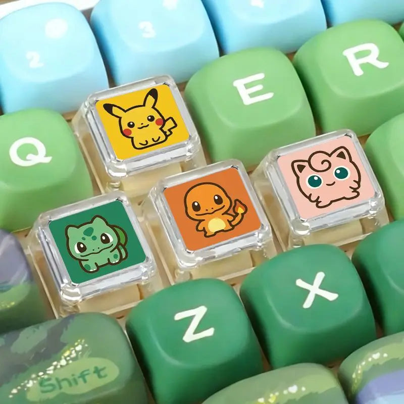Pokémon Transparent Backlit Keycaps – Cute Custom Crystal Keycaps for Mechanical Keyboard (MX Switch Compatible)