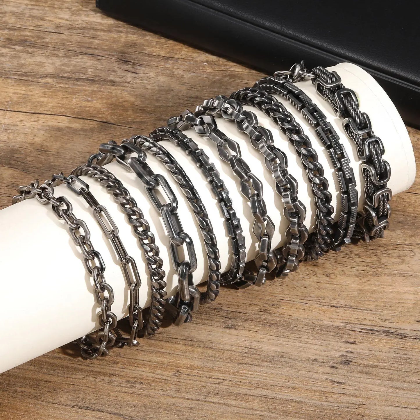 Vintage Byzantine Chain Bracelet – Stainless Steel Braided Link Wristband for Men & Boys | Retro Fashion Jewelry Gift for Father