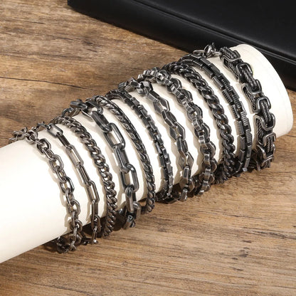 Vintage Byzantine Chain Bracelet – Stainless Steel Braided Link Wristband for Men & Boys | Retro Fashion Jewelry Gift for Father