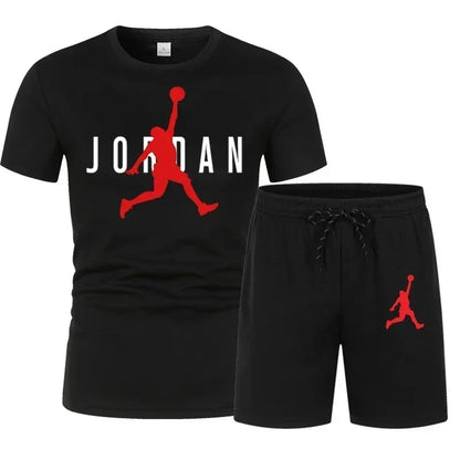 Men's Summer T-Shirt & Shorts Set – Printed Casual 2-Piece Sports Tracksuit for Jogging, Workout & Streetwear