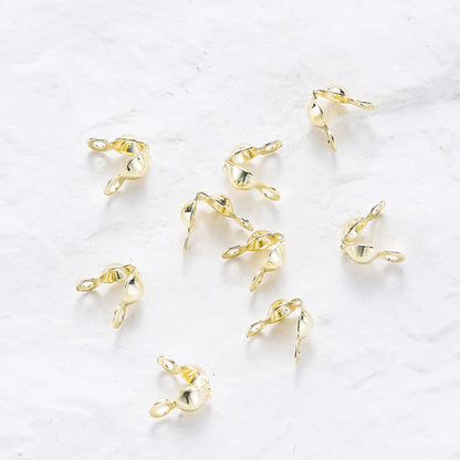 14K & 18K Gold Plated Double Hole Crimp End Clasp Beads – Open Cover Connector Beads for DIY Necklace & Jewelry Making