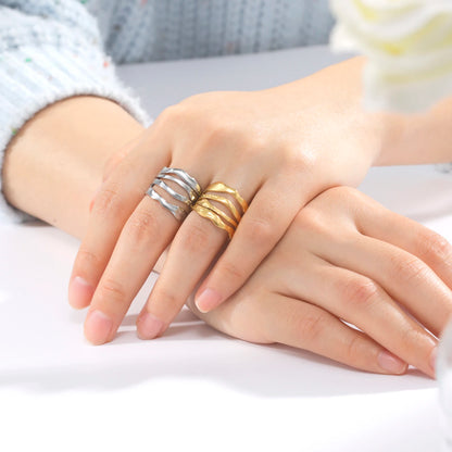 Bague Skyrim en acier inoxydable cœur géométrique pour femme, réglable, ouverte, pour fête, esthétique