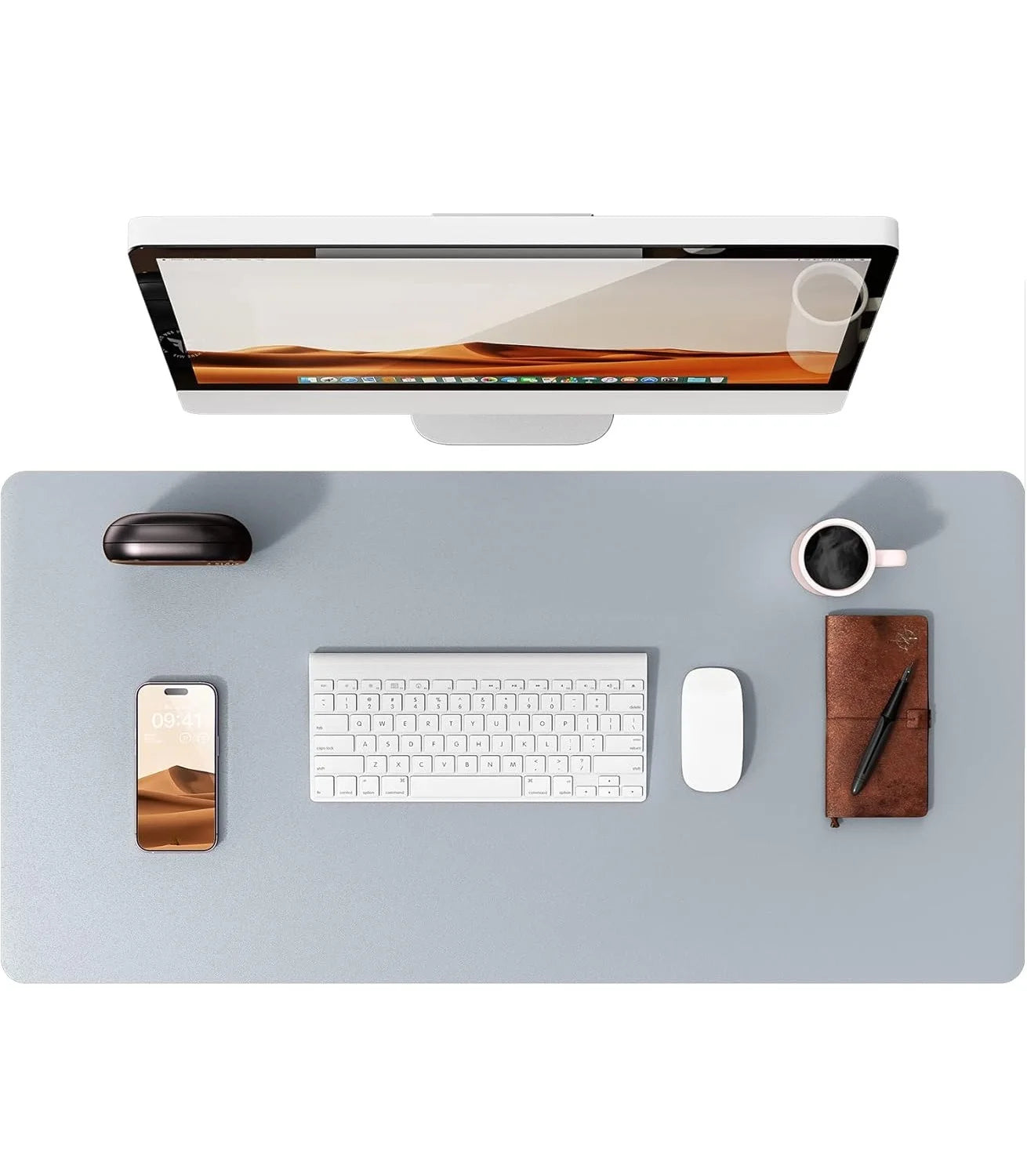 Alfombrilla de escritorio grande de cuero PU - Mouse Pad antideslizante y protector de escritorio para laptop, teclado, oficina y juegos