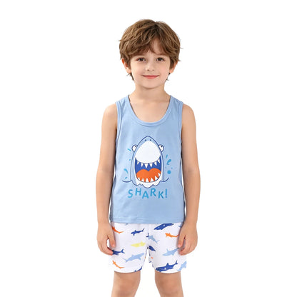 Kids 100% Cotton Pajama Set Sleeveless Tank Top & Shorts Summer Sleepwear for Boys & Girls