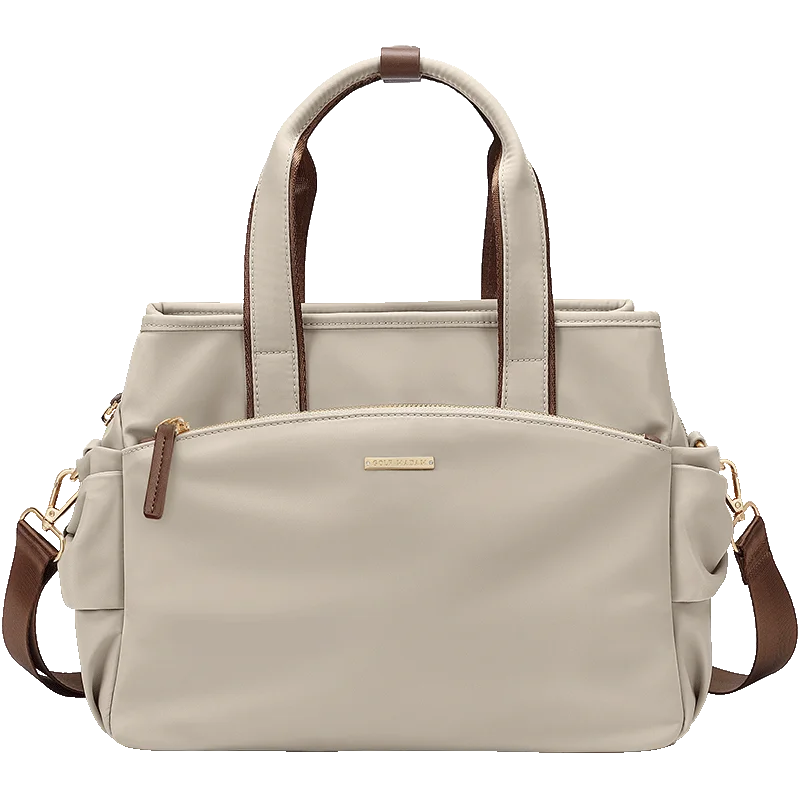 GOLF Women's Nylon Bucket Handbag Apricot Shoulder Crossbody Bag with Top Handle Large Capacity