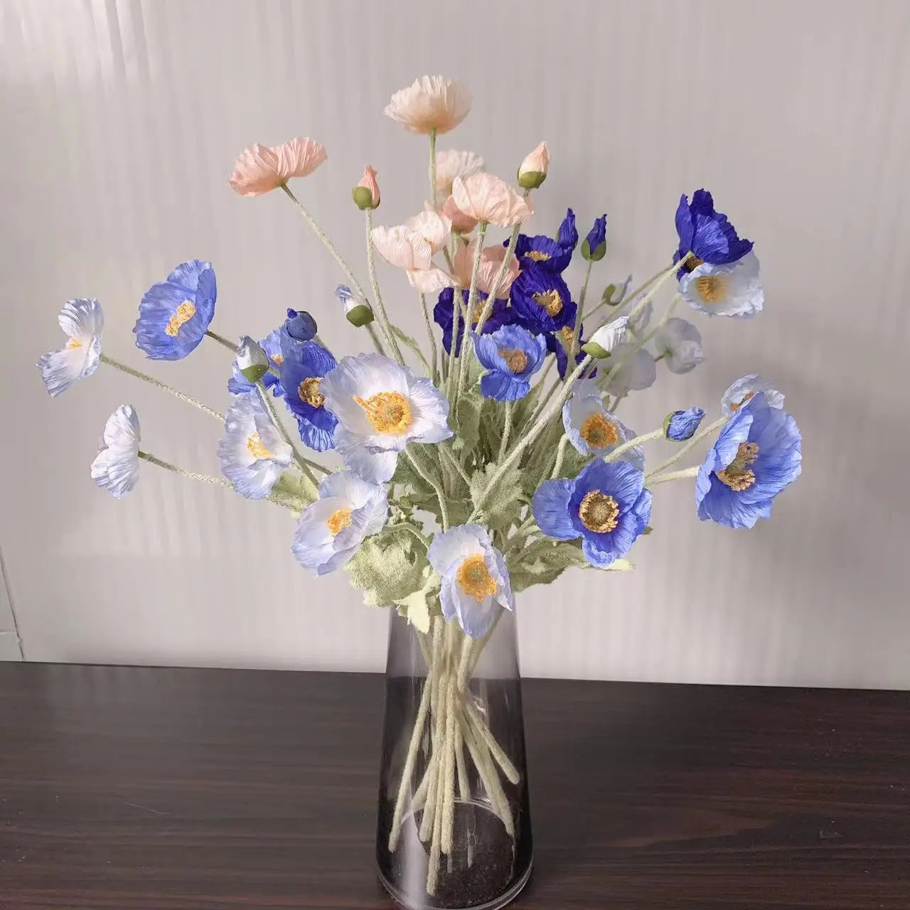 Artificial Poppy Flowers – Realistic Silk Faux Long Stem Flowers for Home Décor, Garden, Wedding Bridal Bouquets, Party Decoration & DIY Floral Arrangements