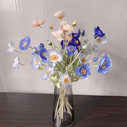 Artificial Poppy Flowers – Realistic Silk Faux Long Stem Flowers for Home Décor, Garden, Wedding Bridal Bouquets, Party Decoration & DIY Floral Arrangements