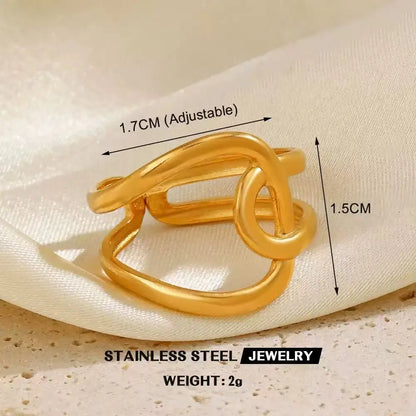 Gold Stainless Steel Heart Ring – Waterproof Hollow Heart Finger Ring for Women | Minimalist Fashion Jewelry Gift