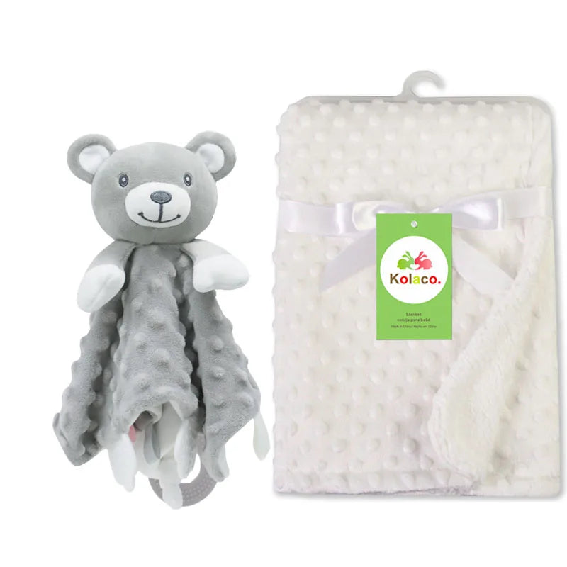 Couverture et doudou personnalisés avec prénom de bébé – Ensemble doux en minky à pois, 2-en-1, cadeau de naissance personnalisé pour garçons et filles