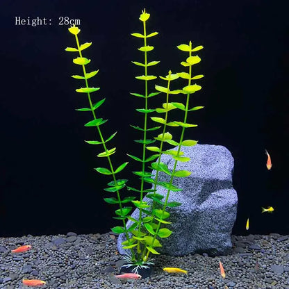 Artificial Underwater Aquarium Plants – Plastic Aquatic Fake Shrubs & Green Water Grass for Fish Tank Landscaping, Realistic Simulated Decor