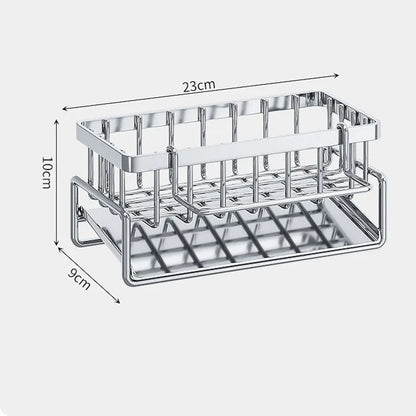 Soporte de esponja de acero inoxidable para fregadero – Escurridor de cocina y organizador de jabón para almacenamiento en el fregadero