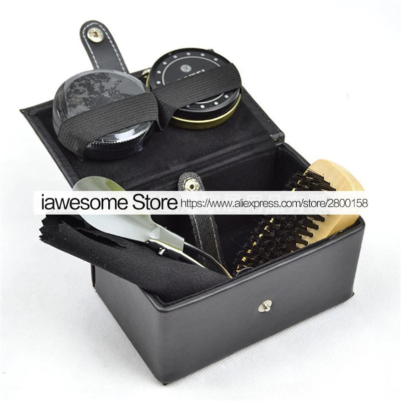 Professional Shoe Care Kit – Portable Leather Shoe Cleaning & Polishing Set with Brush, Shoehorn & Shine Tools for Boots & Sneakers
