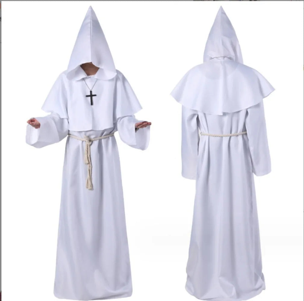 Medieval Hooded Monk Friar Priest Wizard Robe – Unisex Adult Long Loose Costume for Masquerade, Theme Parties, Halloween & Cosplay