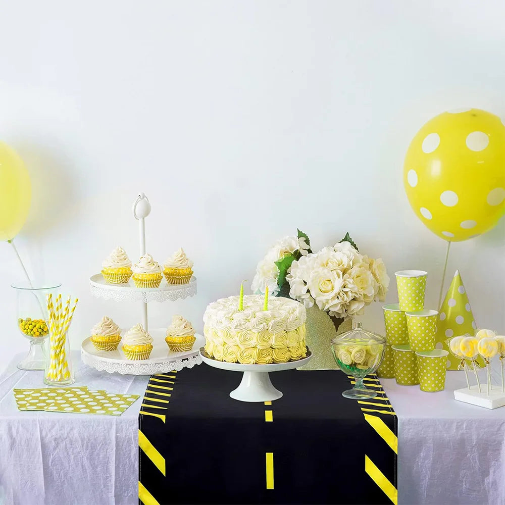Construction Truck Birthday Party Tablecloth – Excavator & Engineering-Themed Table Runner for Boys' Construction Party Decorations