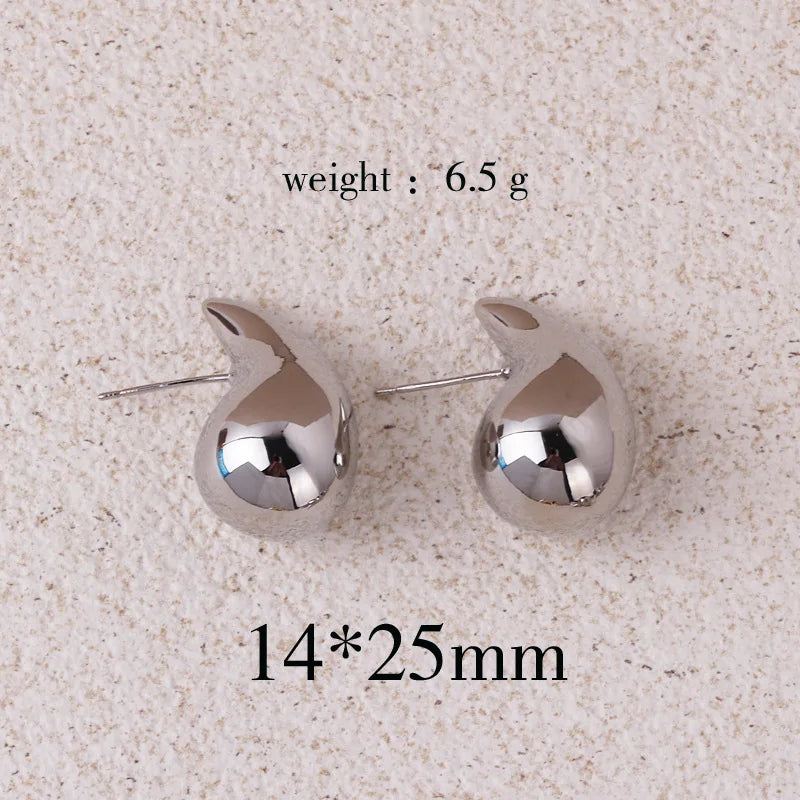 Pendientes de gota de agua gruesos en color dorado de moda 2024 – Pendientes colgantes de lágrima brillantes para mujer, accesorios de joyería de moda llamativos, pendientes de estilo personal y regalo