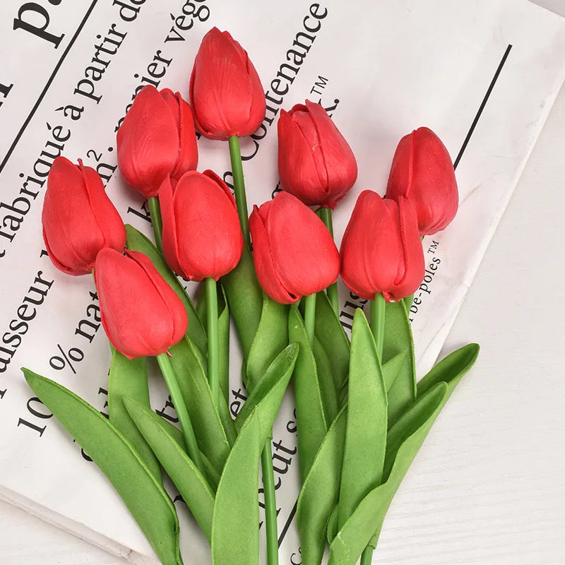 3/5/10/20pcs Real Touch Artificial Tulip Flowers – Realistic Faux Tulip Bouquet for Wedding Decor, Home Decoration, Floral Arrangements & DIY Projects
