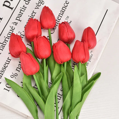 3/5/10/20pcs Real Touch Artificial Tulip Flowers – Realistic Faux Tulip Bouquet for Wedding Decor, Home Decoration, Floral Arrangements & DIY Projects