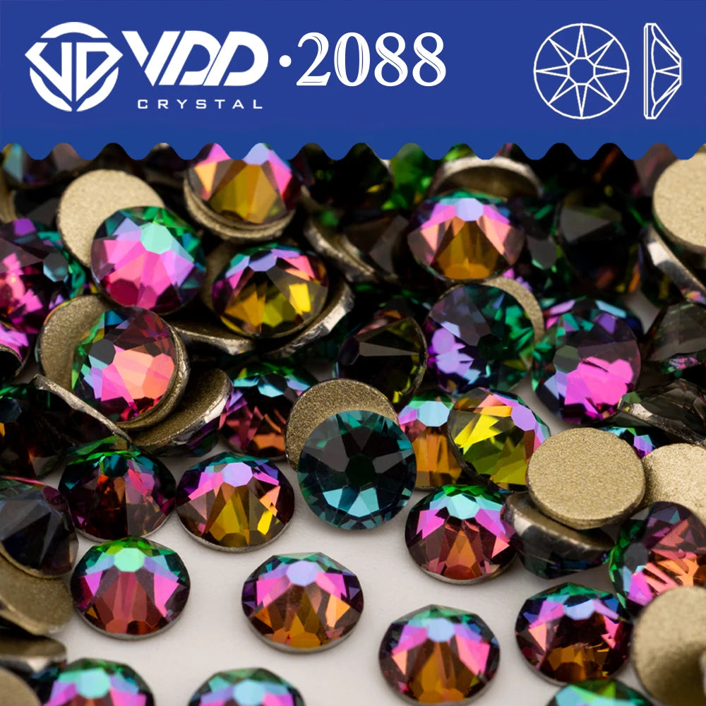 VDD 2088 Crystal Flower Nail Rhinestones – Non-Hotfix 8 Big & 8 Small Flatback Gems for Nail Art & DIY Decorations