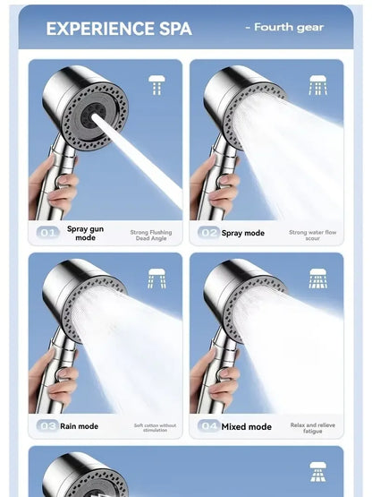 Pommeau de douche haute pression – Douchette à économie d'eau avec 5 modes, fonction d'arrêt à un bouton, ensemble d'accessoires de douche pour la maison et la salle de bain