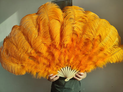 Abanico Grande de Plumas de Avestruz Blancas – Elegante Abanico para Baile y Actuaciones Escénicas (100 cm / 130 cm)