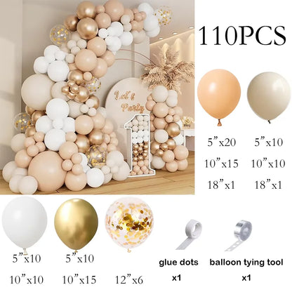 Sage Green Balloon Arch Garland Kit – Green, White, Sand & Gold Confetti Latex Balloons for Birthday, Wedding & Graduation Decorations