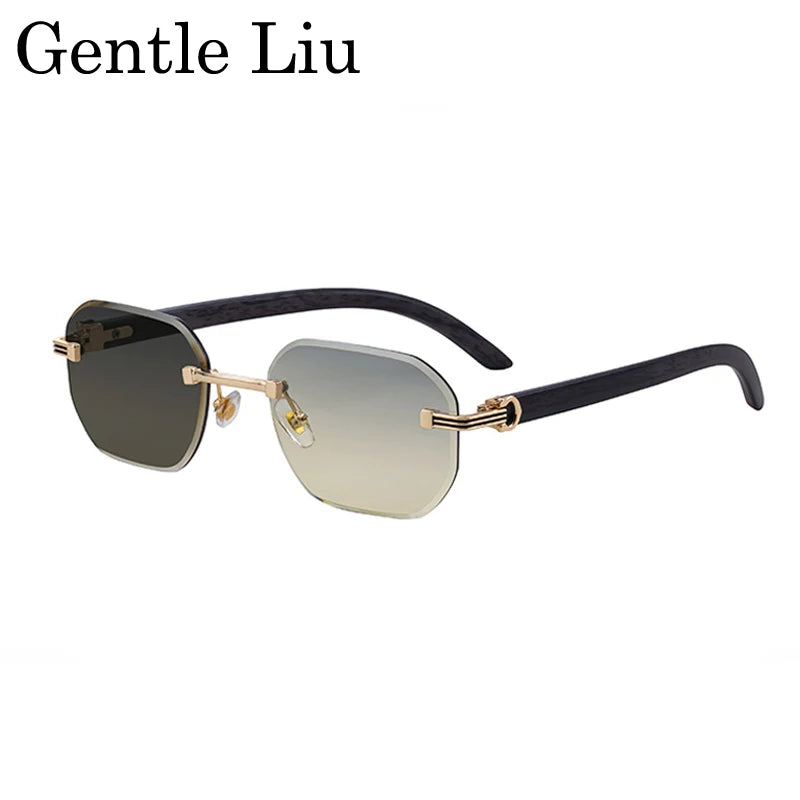 Vintage Square Rimless Sunglasses for Men – Frameless Punk Eyewear with UV400 Lenses, Trendy 2026 Fashion Glasses