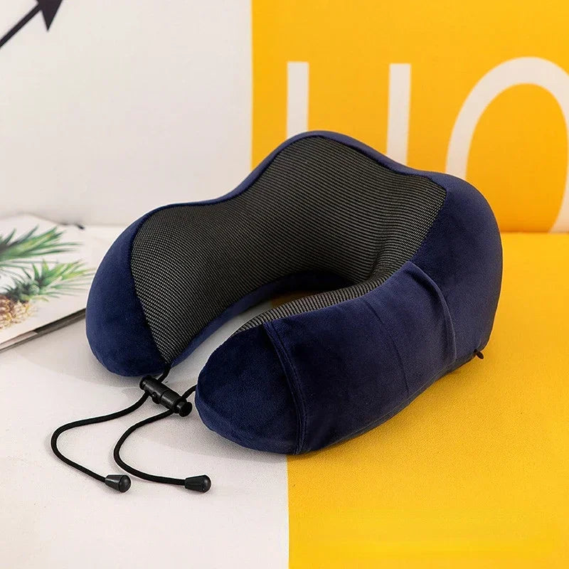 Almohada de cuello de espuma viscoelástica en forma de U – Almohada de viaje suave para dormir en avión, cojín de soporte cervical, almohada ergonómica para el cuello para viajes, oficina y relajación en el hogar