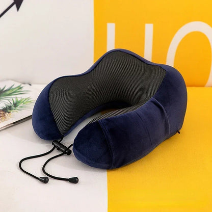 Almohada de cuello de espuma viscoelástica en forma de U – Almohada de viaje suave para dormir en avión, cojín de soporte cervical, almohada ergonómica para el cuello para viajes, oficina y relajación en el hogar