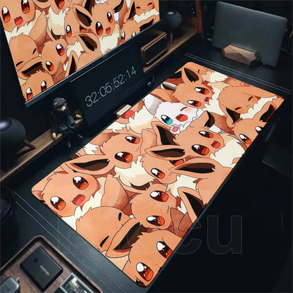 Japan Anime Gamer XXL Desk Mat – Eevee Kawaii Extended Mouse Pad (900×400 Gaming Keyboard & Mouse Pad)